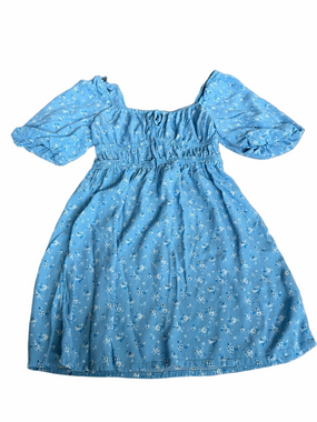 Bikbok Women’s Light Blue Floral Puff-Sleeve Dress
